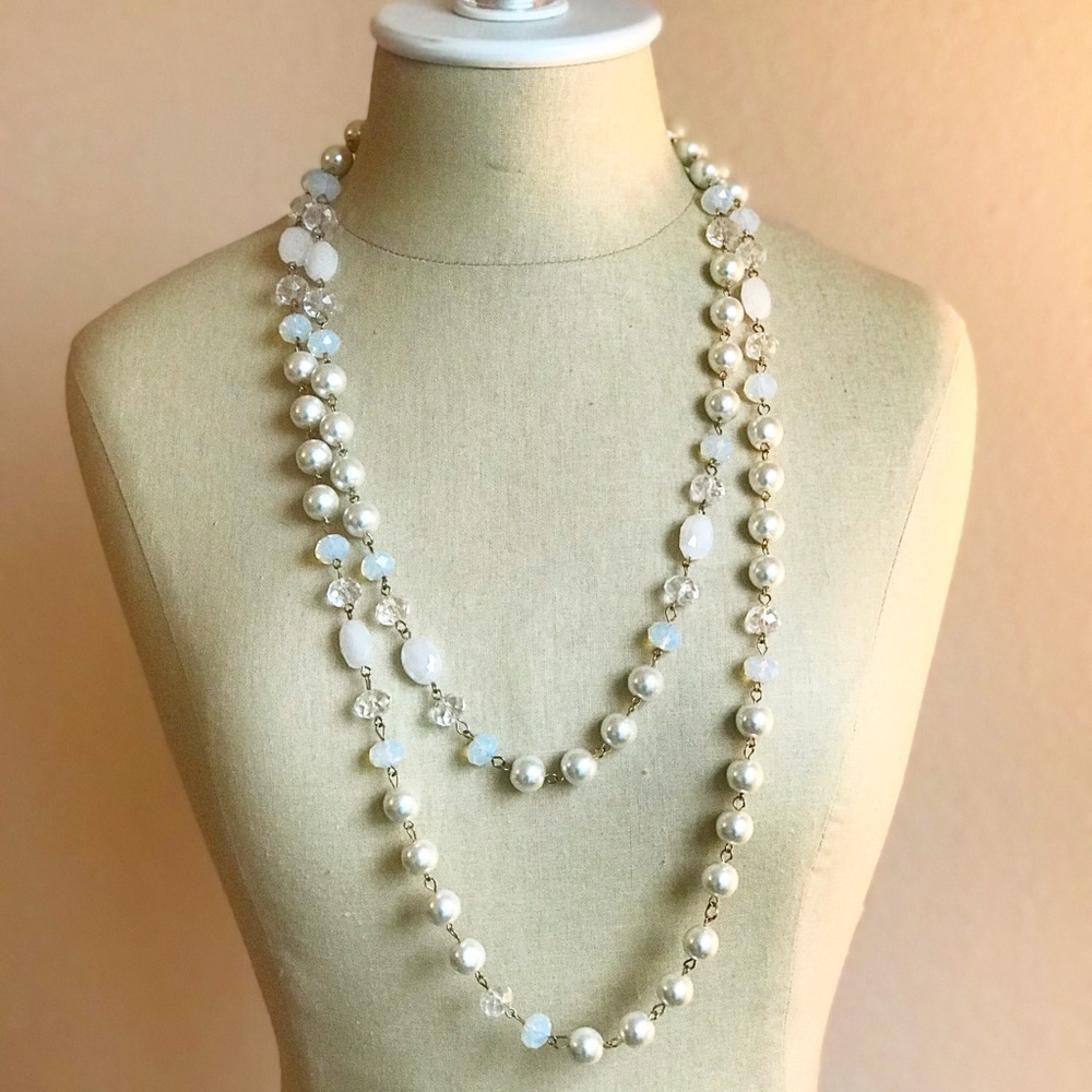 Elegant Pearl & Beaded Long Necklace